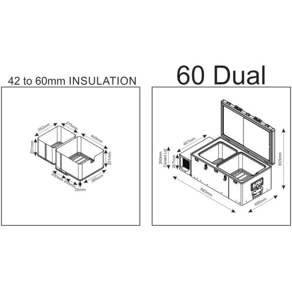 60L Dual-Zone Drawer Refrigerator & Freezer